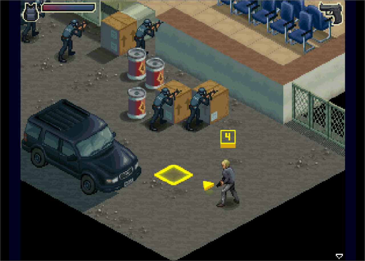 An isometric action game running full-screen