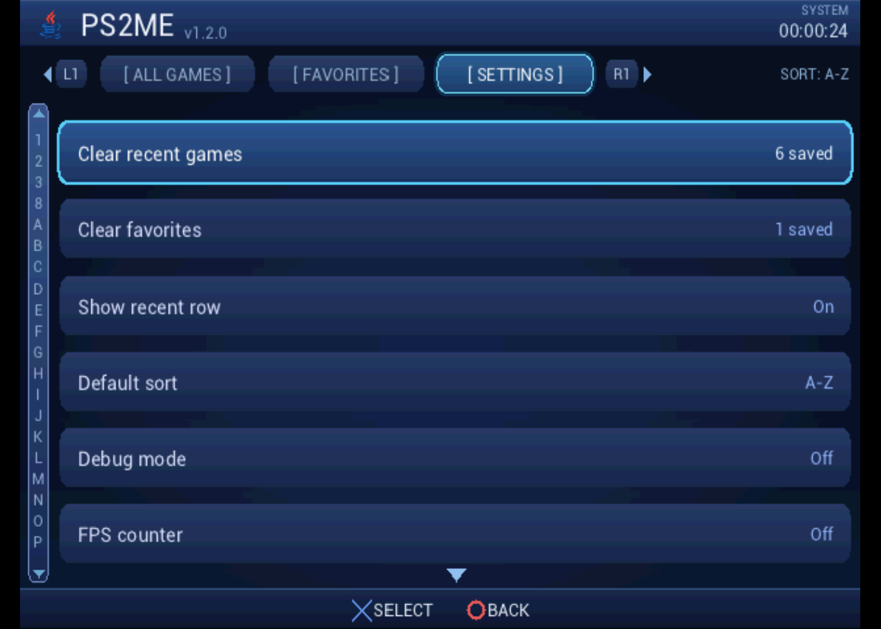 The Settings tab with toggles